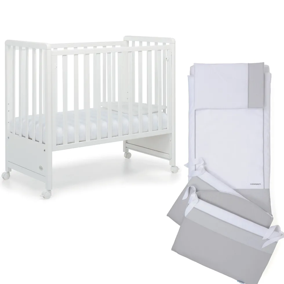 Lista Nascita<Foppapedretti Cameretta Pikkoletto bianco con completo piumone grigio